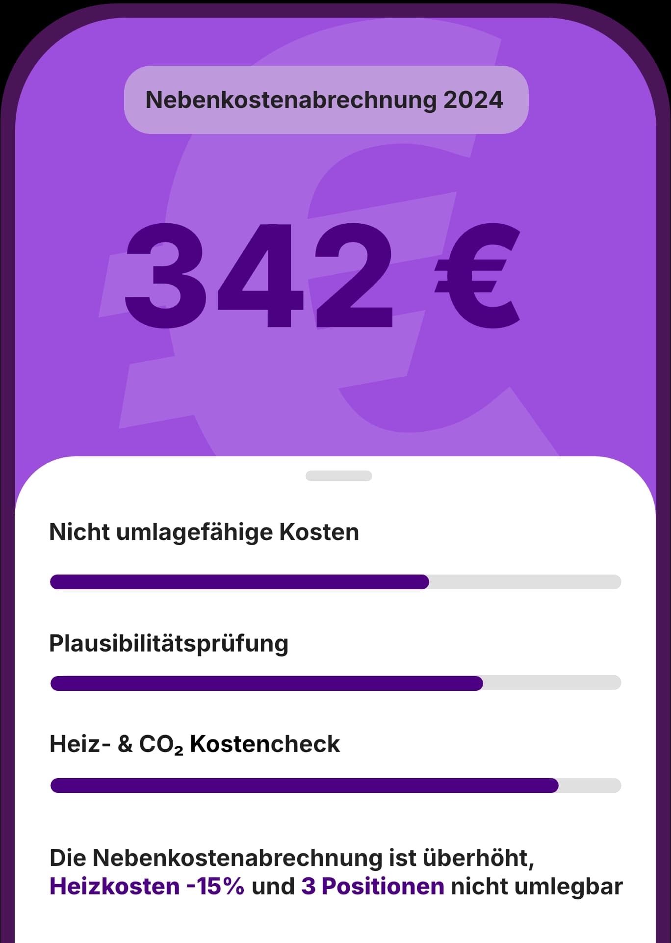 Nebenkostenheld App Mockup - KI-gestützte Nebenkostenprüfung